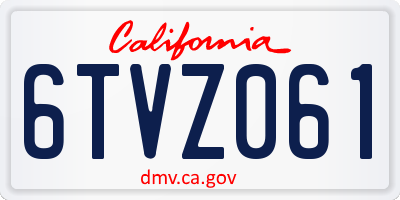 CA license plate 6TVZ061