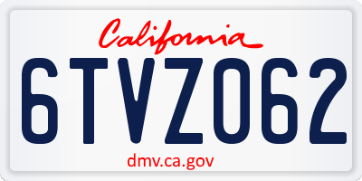 CA license plate 6TVZ062