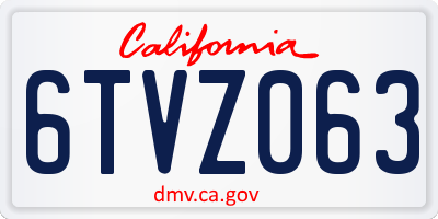 CA license plate 6TVZ063