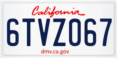 CA license plate 6TVZ067
