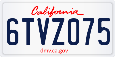 CA license plate 6TVZ075