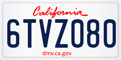 CA license plate 6TVZ080