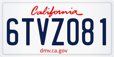 CA license plate 6TVZ081