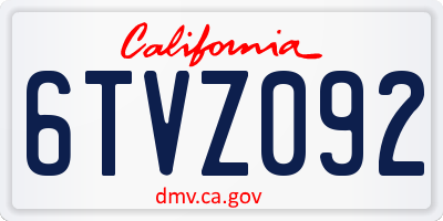 CA license plate 6TVZ092
