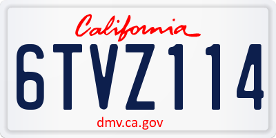 CA license plate 6TVZ114
