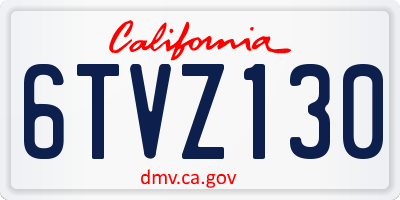 CA license plate 6TVZ130