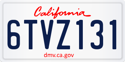 CA license plate 6TVZ131