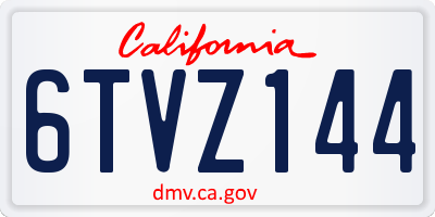 CA license plate 6TVZ144