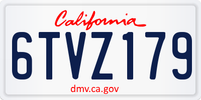 CA license plate 6TVZ179