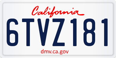 CA license plate 6TVZ181