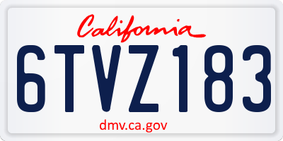 CA license plate 6TVZ183