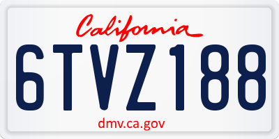 CA license plate 6TVZ188