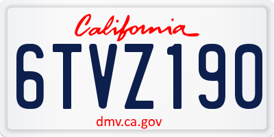 CA license plate 6TVZ190