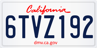 CA license plate 6TVZ192