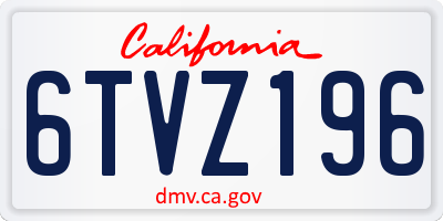 CA license plate 6TVZ196