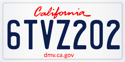 CA license plate 6TVZ202