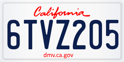 CA license plate 6TVZ205