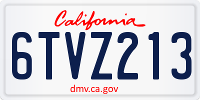 CA license plate 6TVZ213