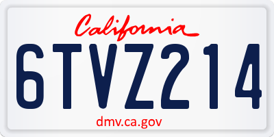 CA license plate 6TVZ214