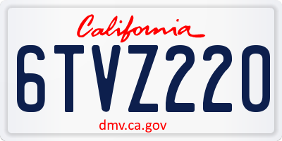 CA license plate 6TVZ220