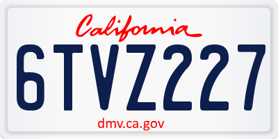 CA license plate 6TVZ227