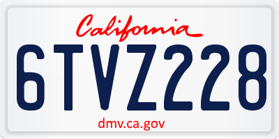 CA license plate 6TVZ228