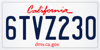 CA license plate 6TVZ230