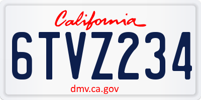 CA license plate 6TVZ234