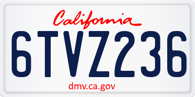 CA license plate 6TVZ236