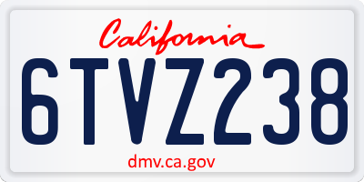 CA license plate 6TVZ238