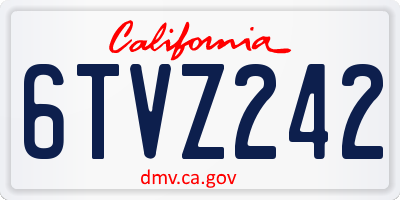 CA license plate 6TVZ242