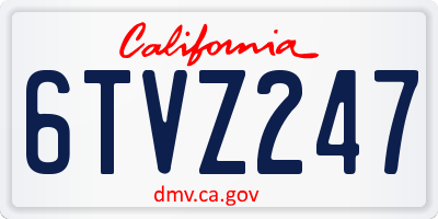 CA license plate 6TVZ247