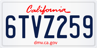 CA license plate 6TVZ259