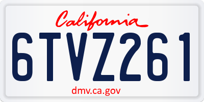 CA license plate 6TVZ261