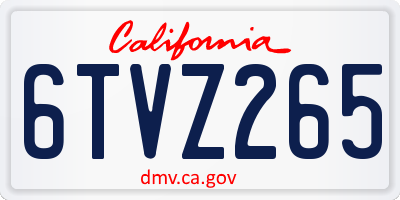 CA license plate 6TVZ265