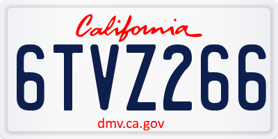CA license plate 6TVZ266