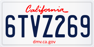 CA license plate 6TVZ269