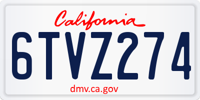 CA license plate 6TVZ274