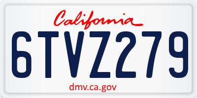 CA license plate 6TVZ279