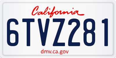 CA license plate 6TVZ281