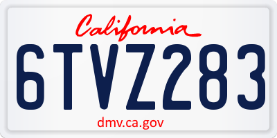 CA license plate 6TVZ283