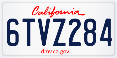 CA license plate 6TVZ284