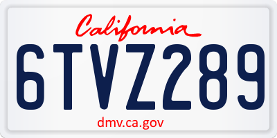 CA license plate 6TVZ289