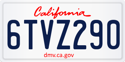 CA license plate 6TVZ290