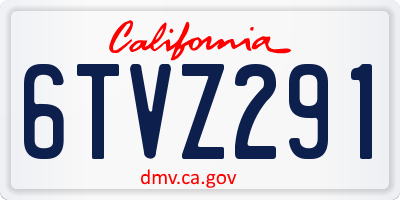 CA license plate 6TVZ291