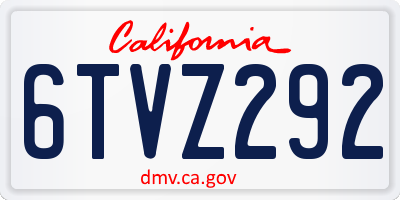 CA license plate 6TVZ292