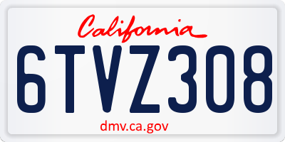 CA license plate 6TVZ308