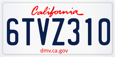 CA license plate 6TVZ310