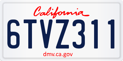 CA license plate 6TVZ311