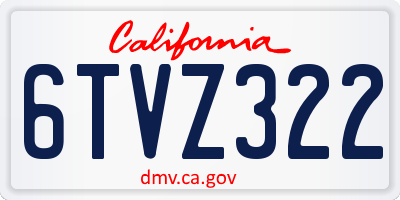 CA license plate 6TVZ322